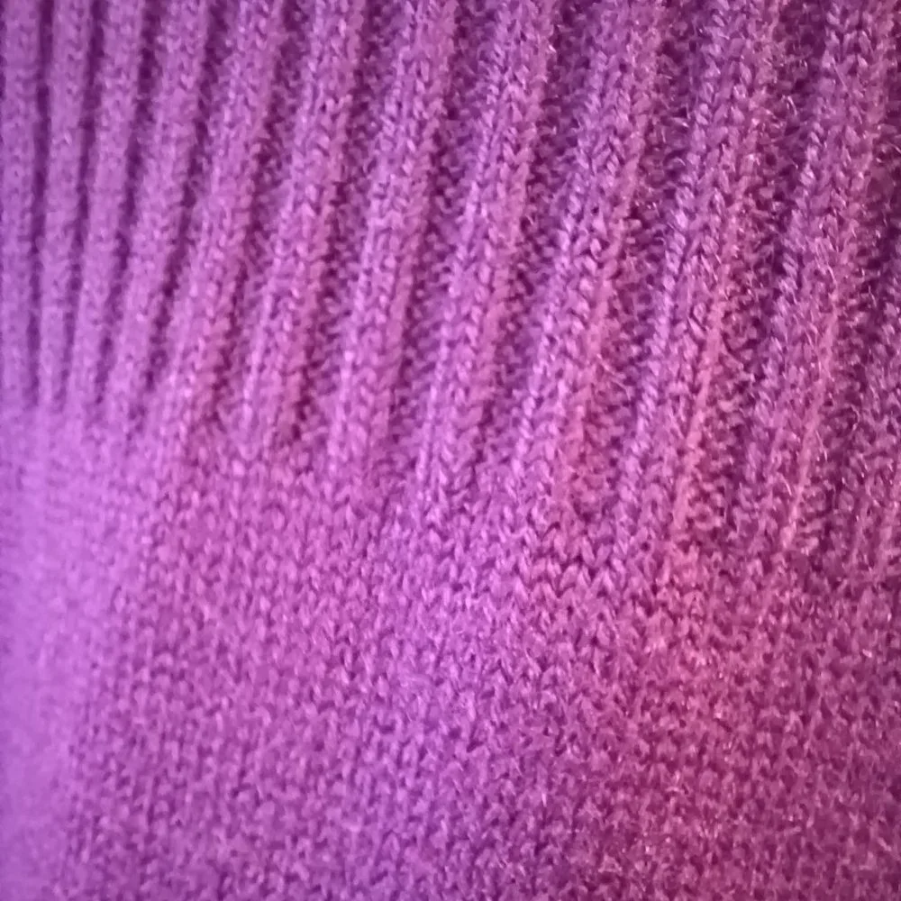 Purple knitted mini dress oversize cowl neck with button down detail - Picture 5 of 6